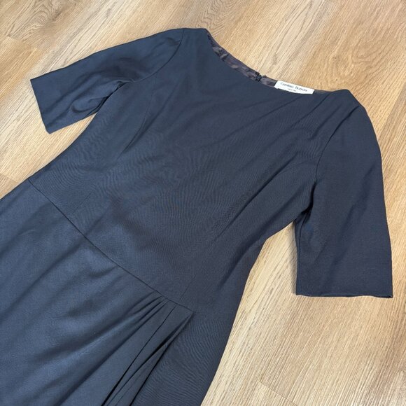 vintage Carolina Herrera navy dark blue wool dress size L 12 40" chest sheath - Picture 3 of 10
